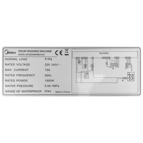 MIDEA WASHING MACHINE ,INVERTER (8KG)