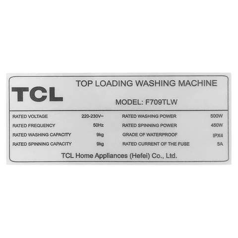 TCL WASHING MACHINE (9KG)