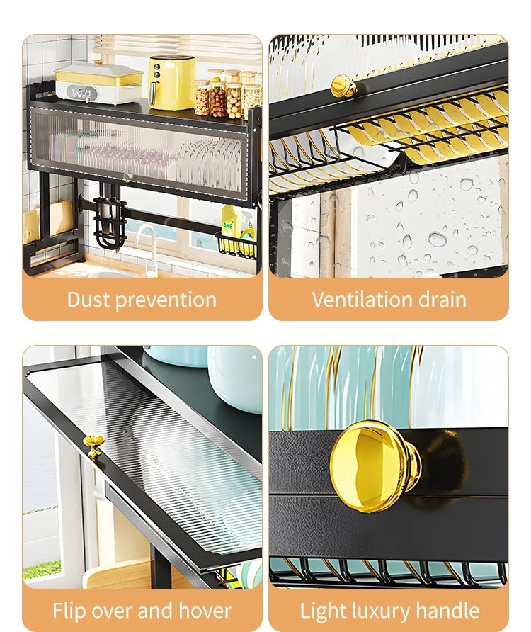 OVER-SINK DISH RACK WITH COVER