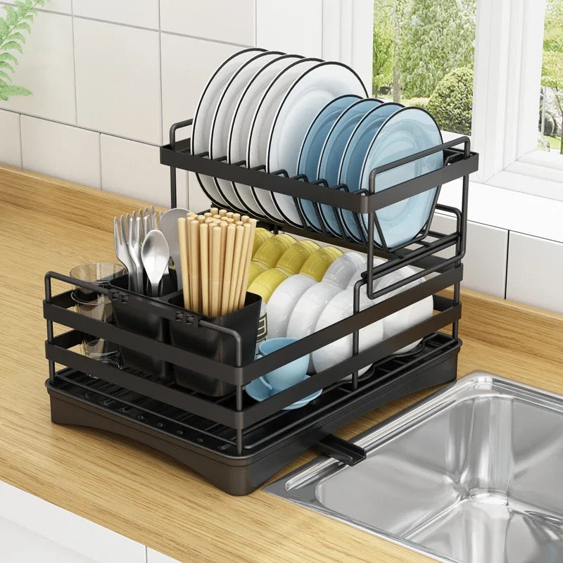 DISH RACK WITH DRAINER