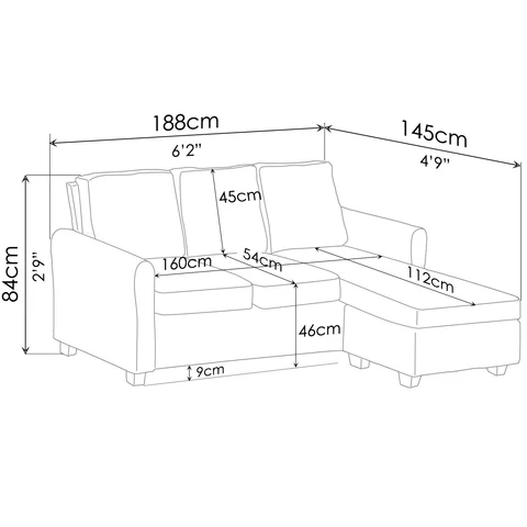 MLM REVERSIBLE CORNER SOFA (3 SEATER)