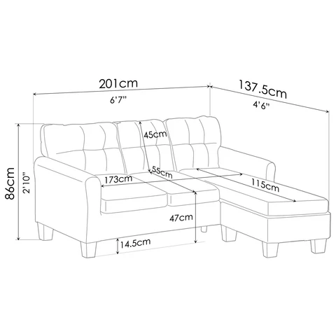 HLB REVERSIBLE CORNER SOFA (3 SEATER)