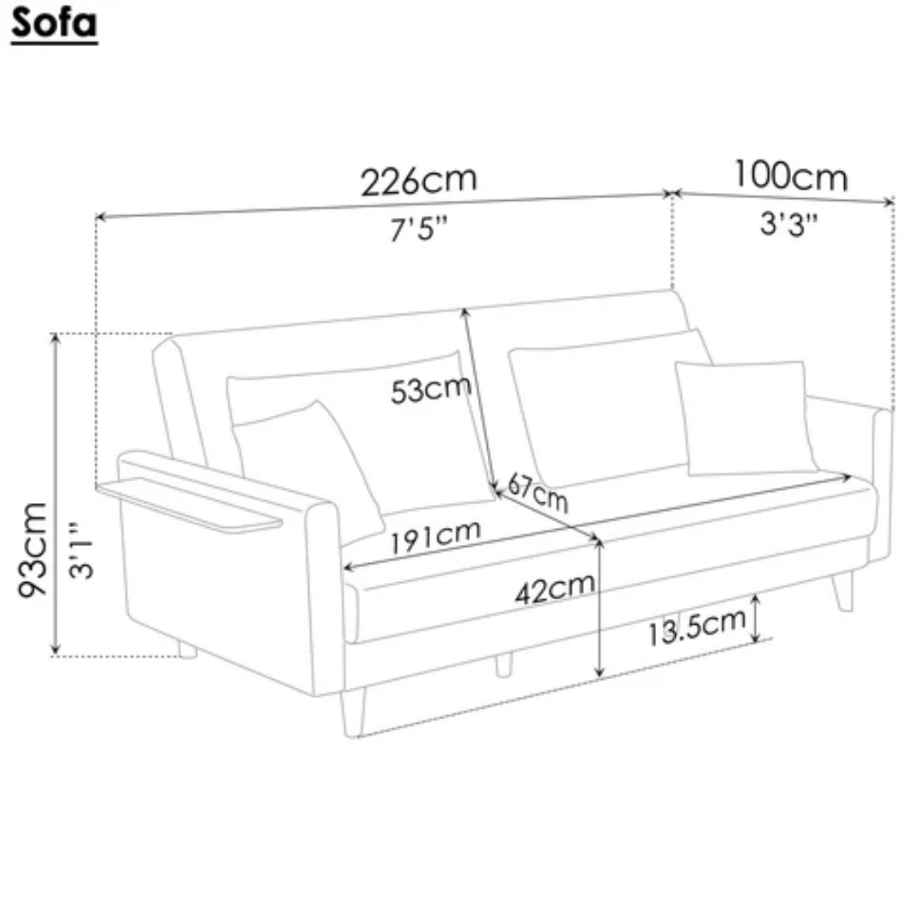 QUANU SOFA-BED (WITH RIGHT SHELF)