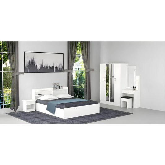 FZ QUEEN BEDROOM SET WITH 4 DOORS WARDROBE