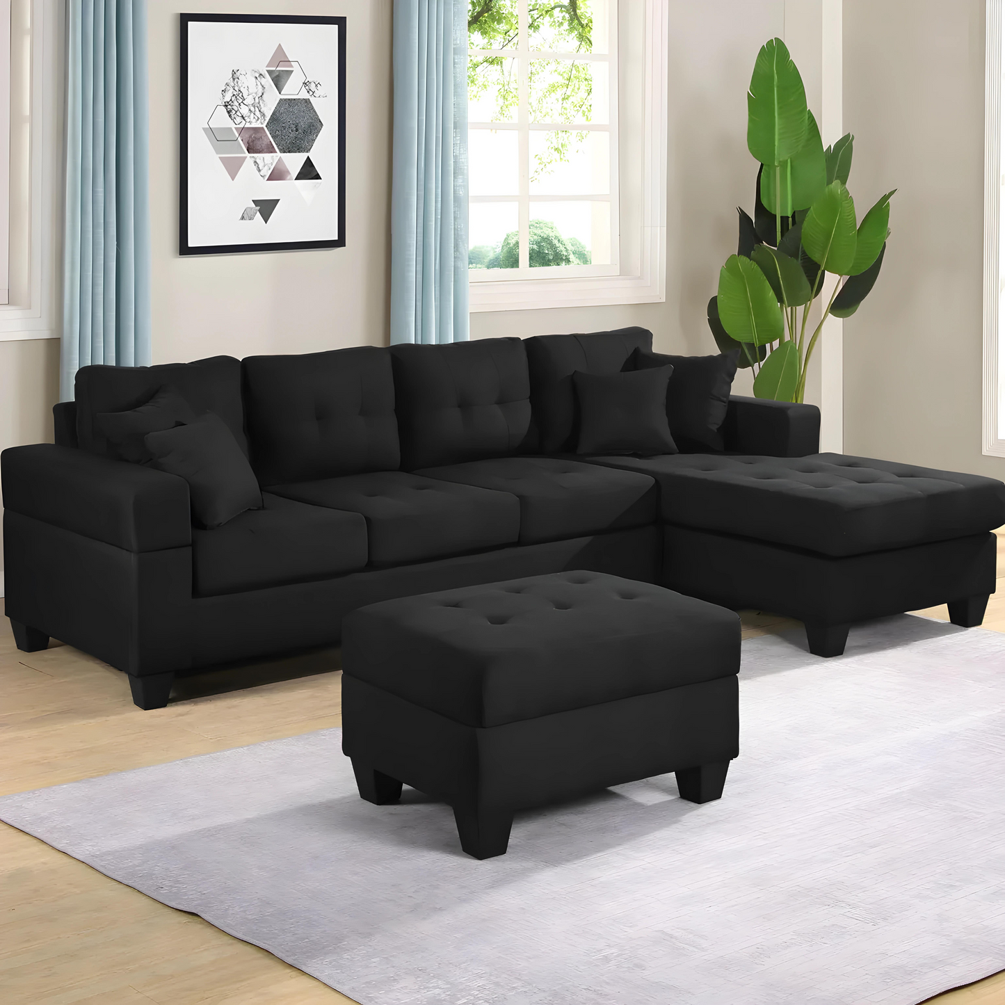 OL REVERSIBLE L-SOFA WITH OTTOMAN (4-SEATER)