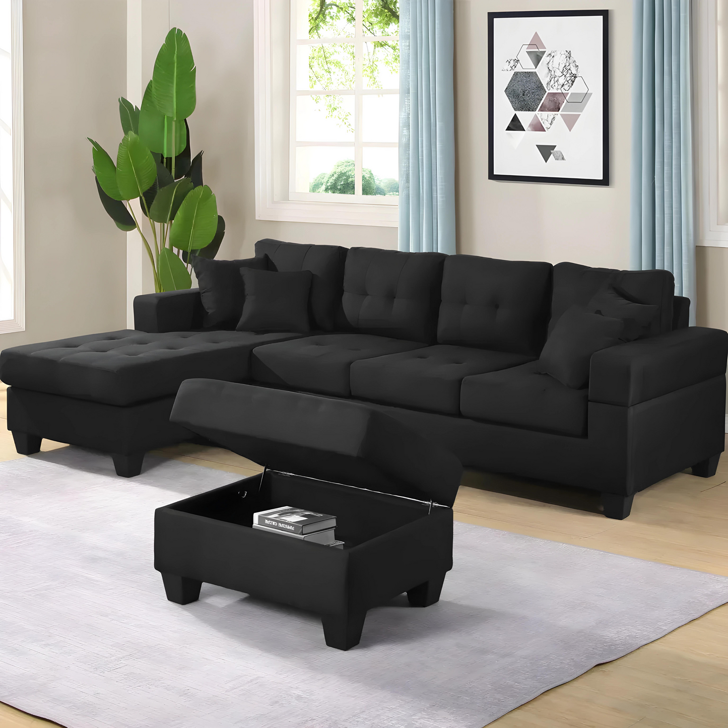 OL REVERSIBLE L-SOFA WITH OTTOMAN (4-SEATER)