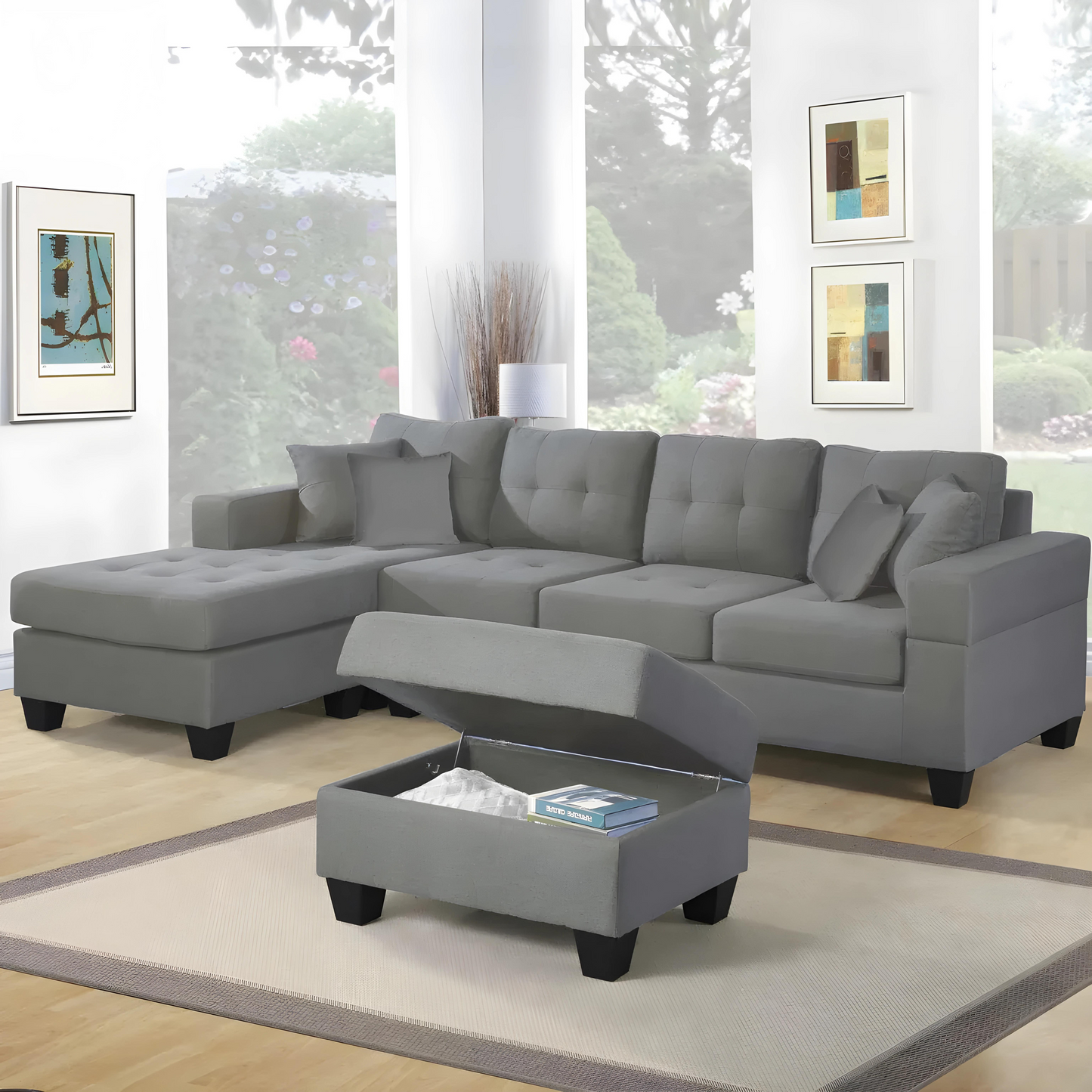 OL REVERSIBLE L-SOFA WITH OTTOMAN (4-SEATER)