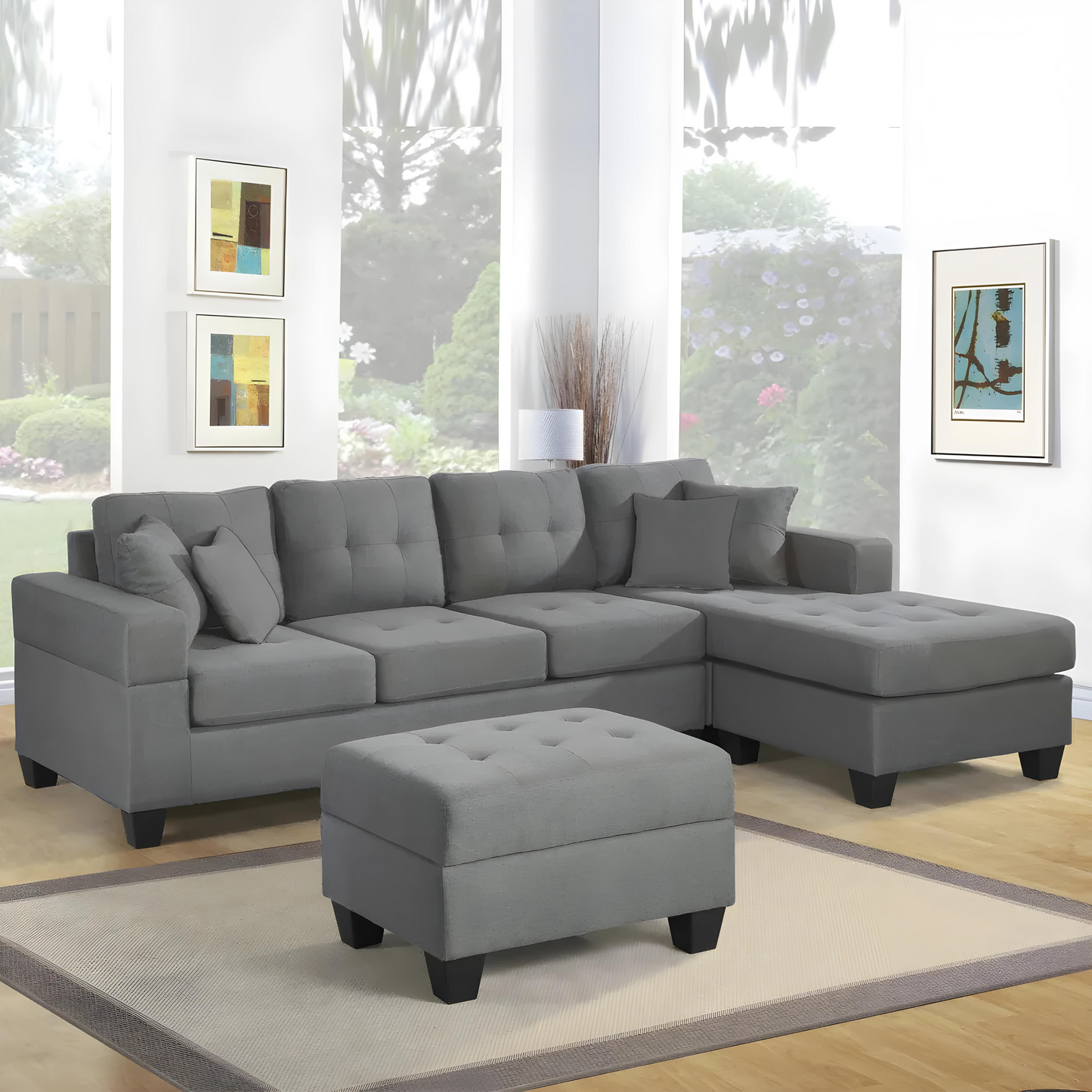 OL REVERSIBLE L-SOFA WITH OTTOMAN (4-SEATER)