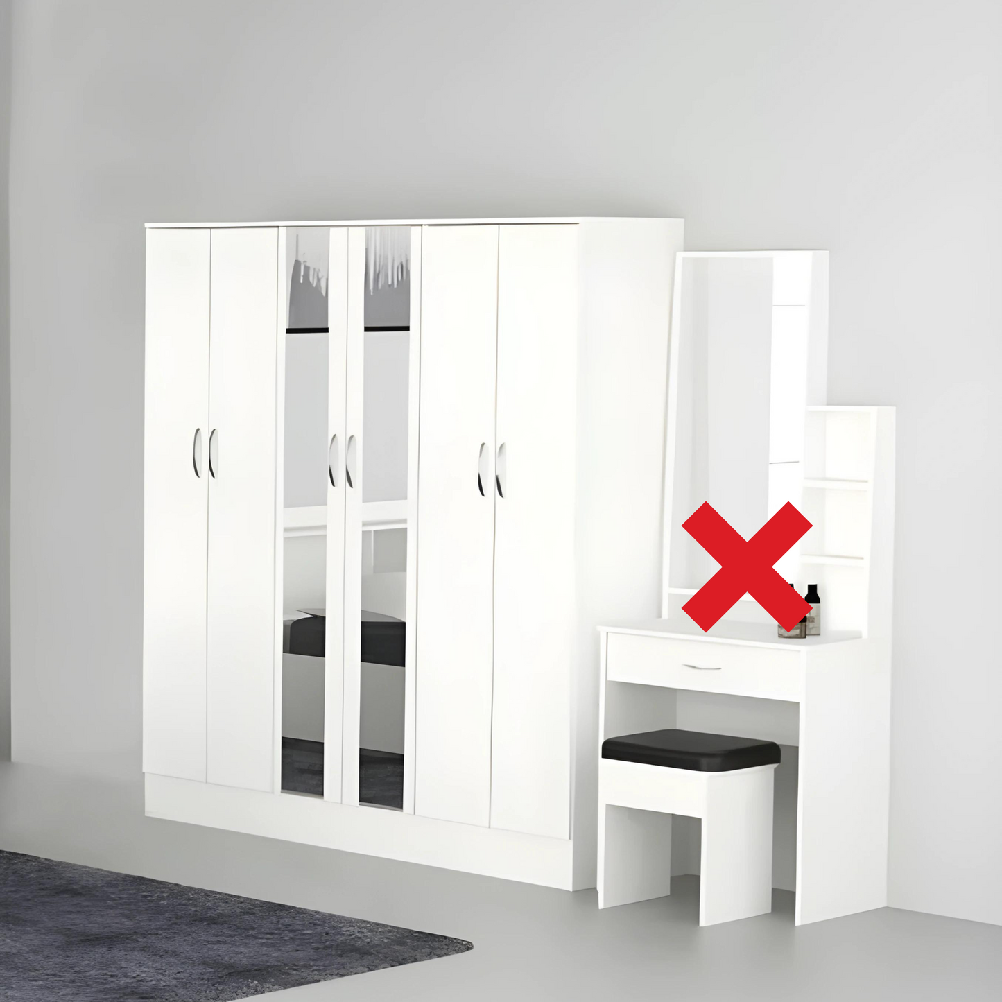 FZ QUEEN BEDROOM SET WITH 6 DOORS WARDROBE